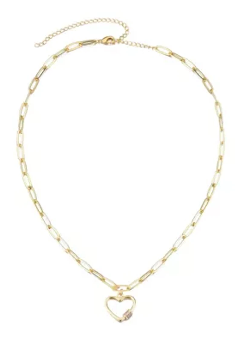 14k Gold Plated Carabiner Heart Necklace