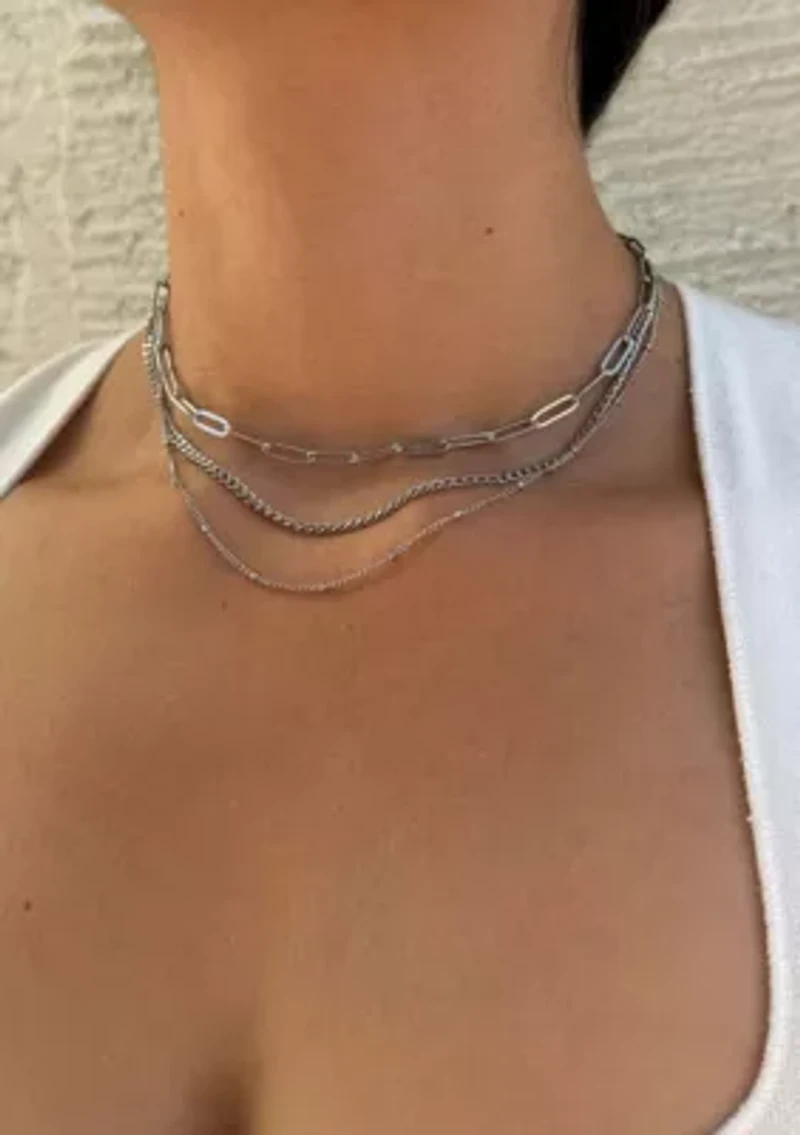 Tarnish Resistant Silver Set of 3-Chain Necklaces