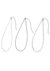Tarnish Resistant Silver Set of 3-Chain Necklaces