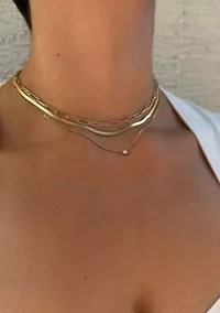 Tarnish Resistant 18k Gold Plated CZ Solitaire Pendant and 2 Chain Necklace Set