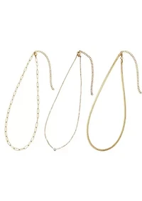 Tarnish Resistant 18k Gold Plated CZ Solitaire Pendant and 2 Chain Necklace Set