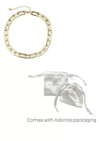 Gold Plated Rectangle Paperclip Chain Necklace