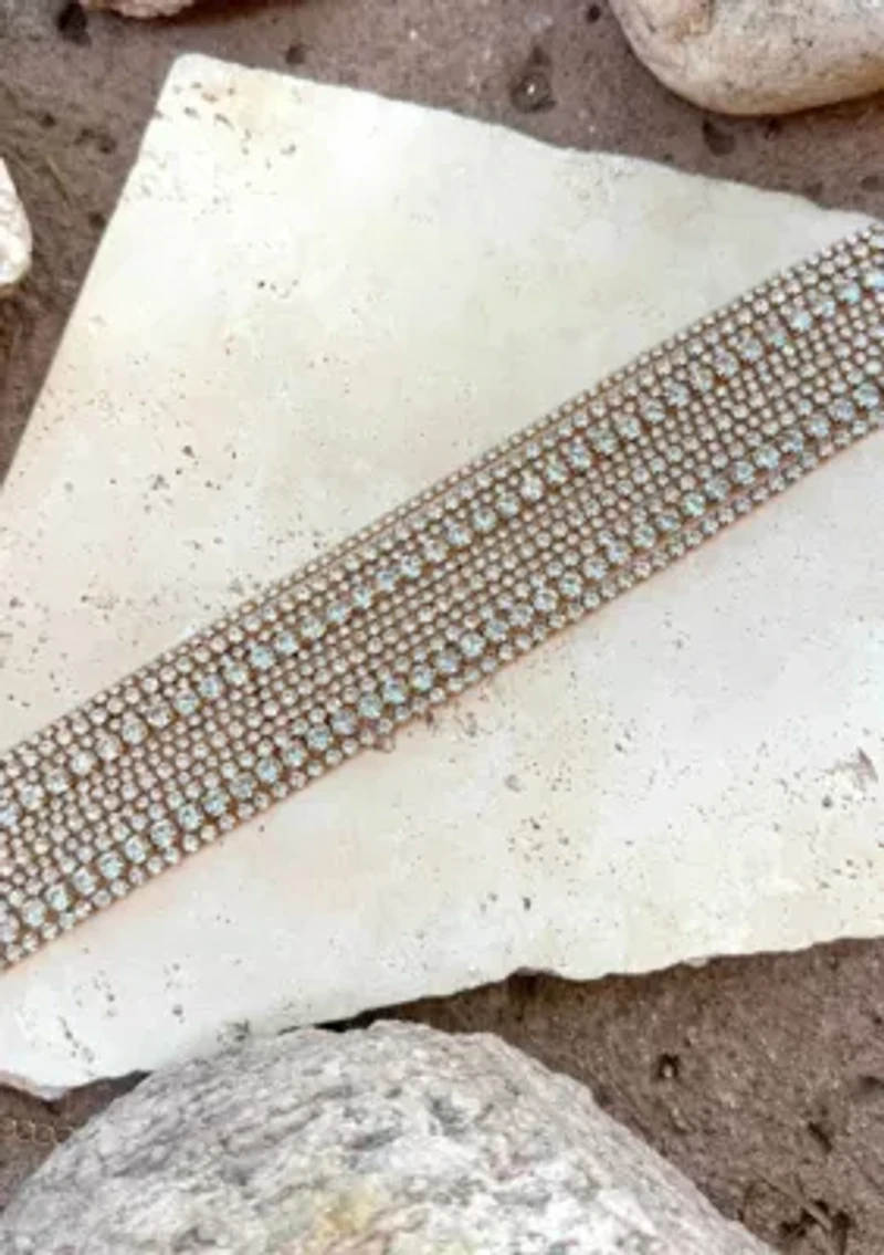 Gold Plated Multi Strand Crystal Adjustable Collar