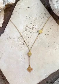 Tarnish Resistant 18k Gold Plated Pointed 3-Clover Y-Necklace