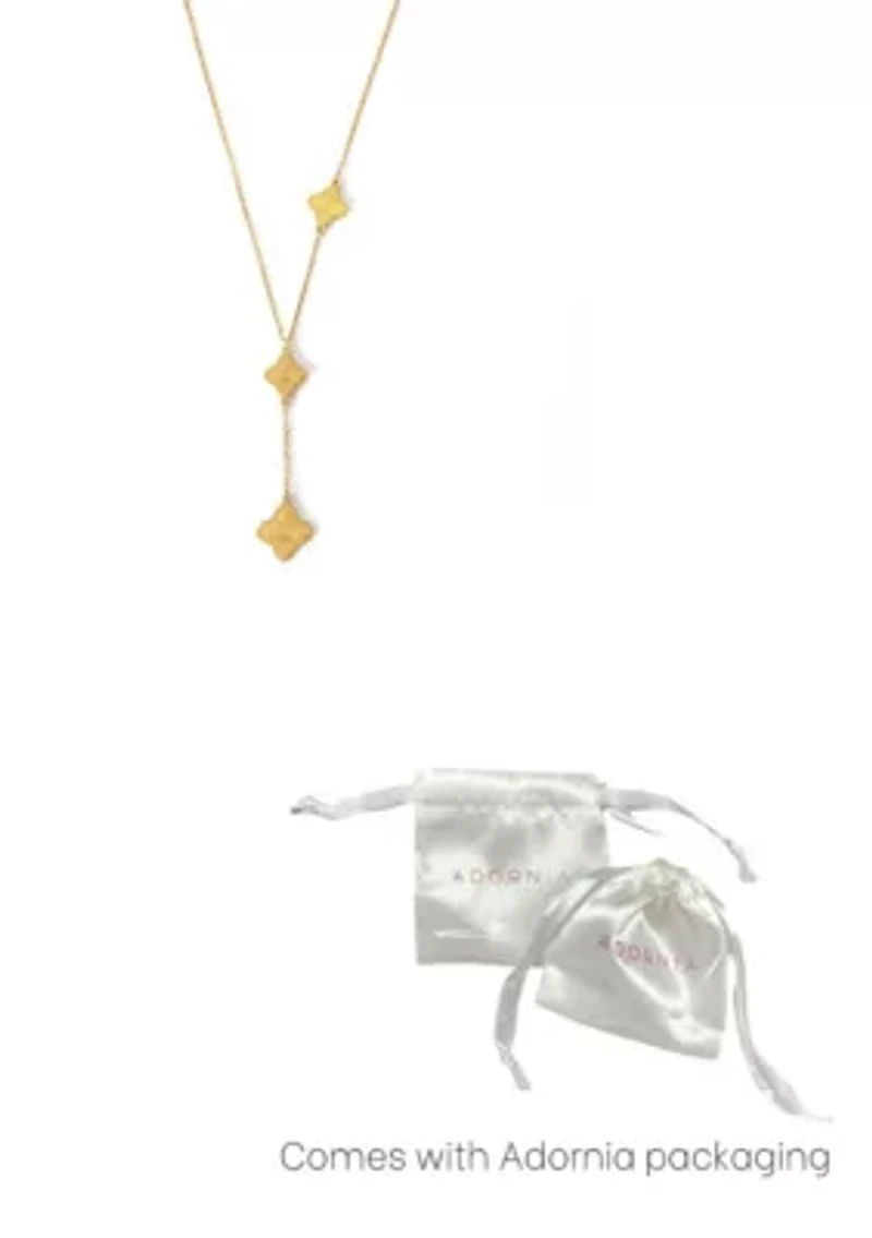Tarnish Resistant 18k Gold Plated Pointed 3-Clover Y-Necklace