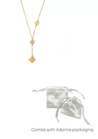 Tarnish Resistant 18k Gold Plated Pointed 3-Clover Y-Necklace