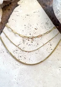 Tarnish Resistant 18k Gold Plated Set of 3-Chain Necklaces