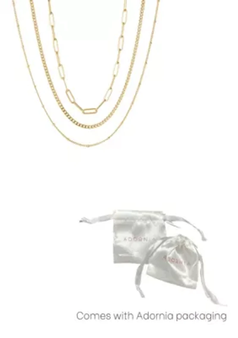 Tarnish Resistant 18k Gold Plated Set of 3-Chain Necklaces