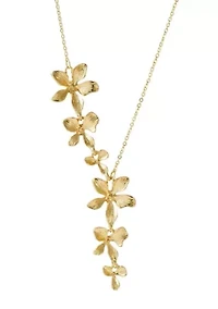 Gold Plated Petals Drop Necklace