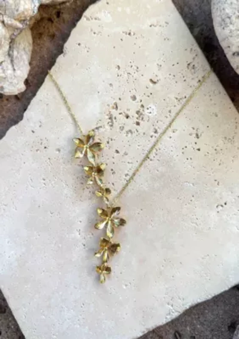 Gold Plated Petals Drop Necklace