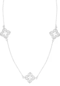 Silver Plated 36" Clover Station Necklace