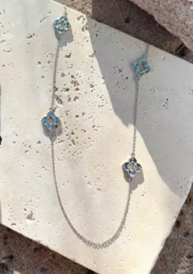 Silver Plated 36" Clover Station Necklace