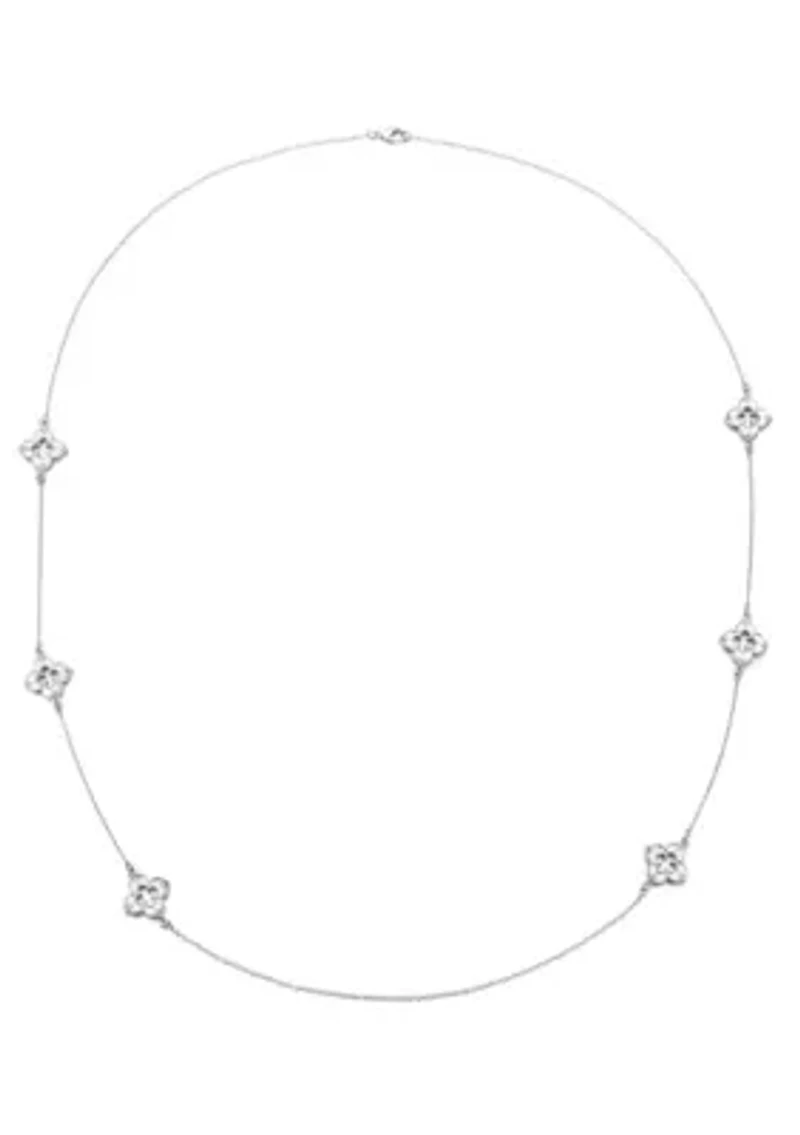Silver Plated 36" Clover Station Necklace