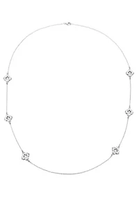 Silver Plated 36" Clover Station Necklace