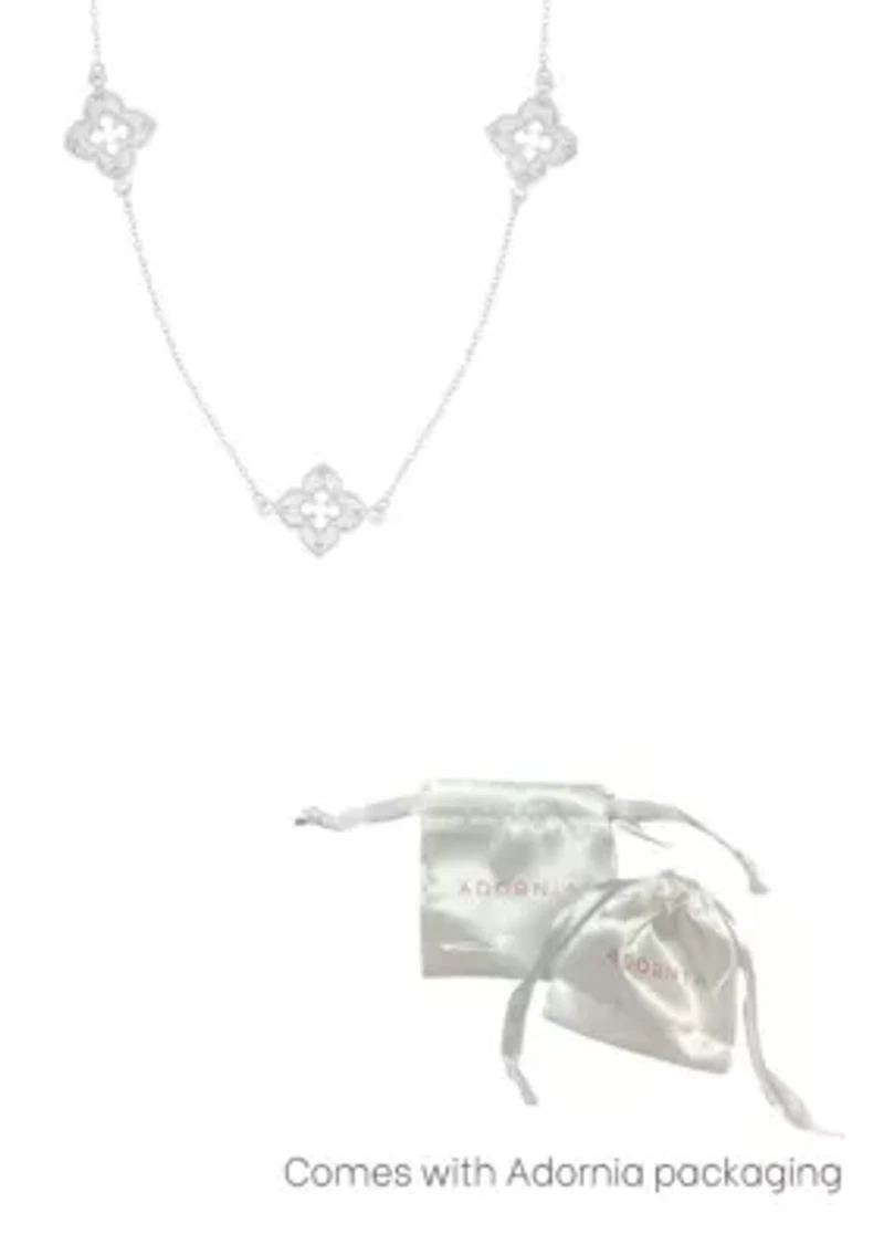 Silver Plated 36" Clover Station Necklace