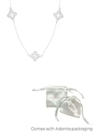 Silver Plated 36" Clover Station Necklace