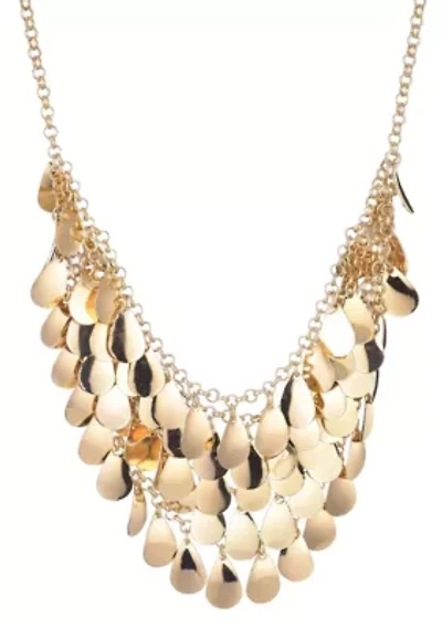 Gold Plated Droplet Bib Necklace