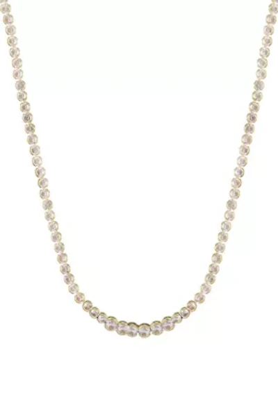 14k Gold Plated Bezeled Crystal Tennis Necklace