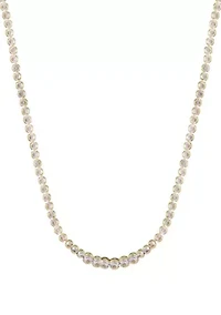 14k Gold Plated Bezeled Crystal Tennis Necklace