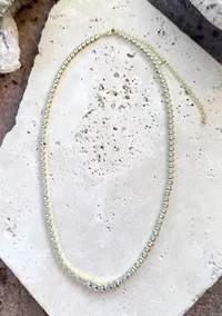 14k Gold Plated Bezeled Crystal Tennis Necklace