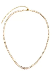 14k Gold Plated Bezeled Crystal Tennis Necklace