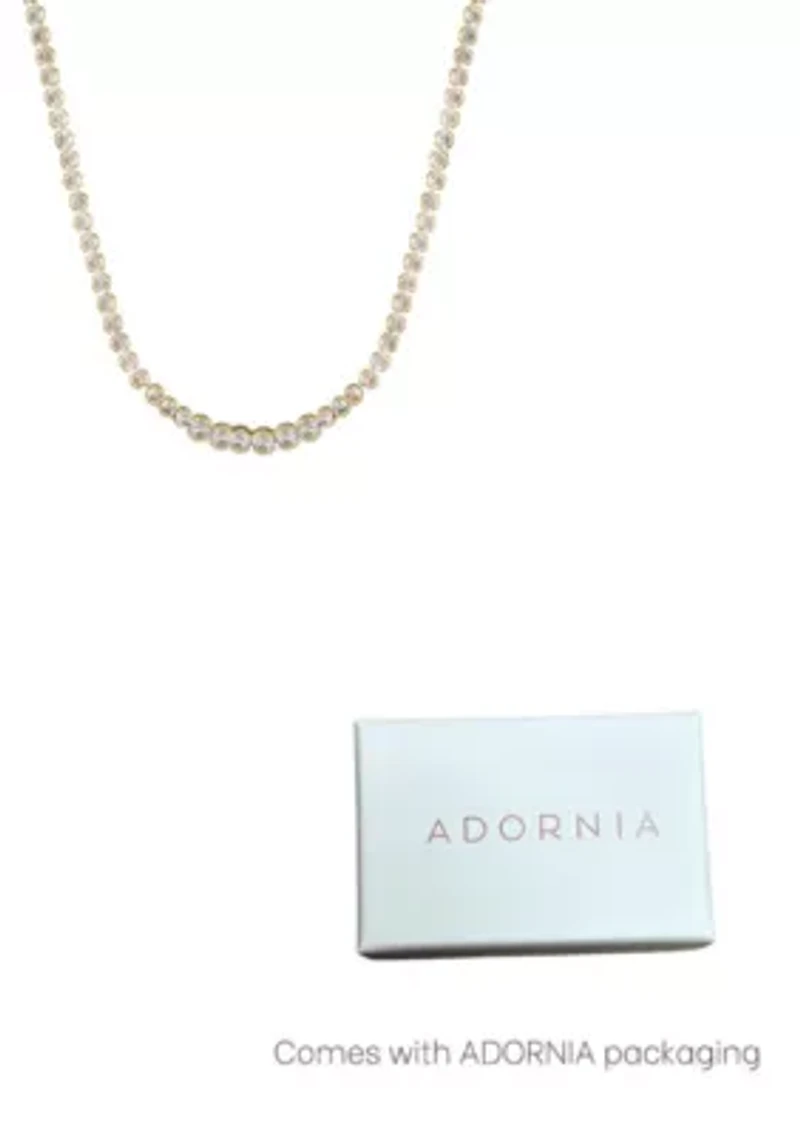 14k Gold Plated Bezeled Crystal Tennis Necklace