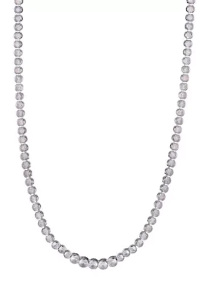 Silver Plated Bezeled Crystal Tennis Necklace