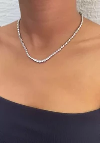 Silver Plated Bezeled Crystal Tennis Necklace