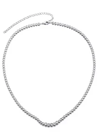 Silver Plated Bezeled Crystal Tennis Necklace