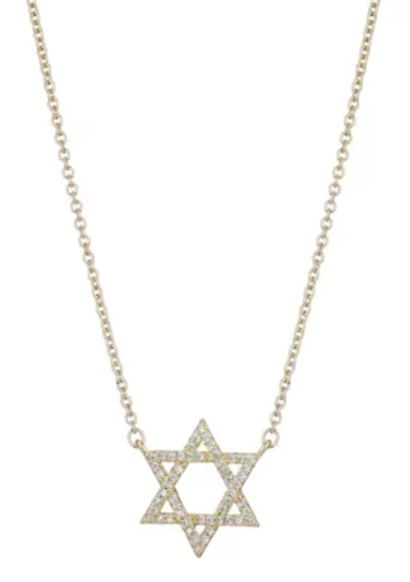 14k Gold Plated CZ Star of David Necklace