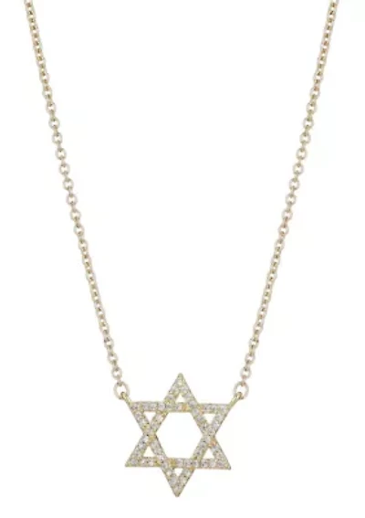 14k Gold Plated CZ Star of David Necklace