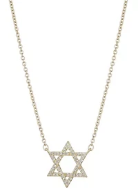 14k Gold Plated CZ Star of David Necklace