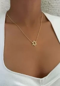 14k Gold Plated CZ Star of David Necklace