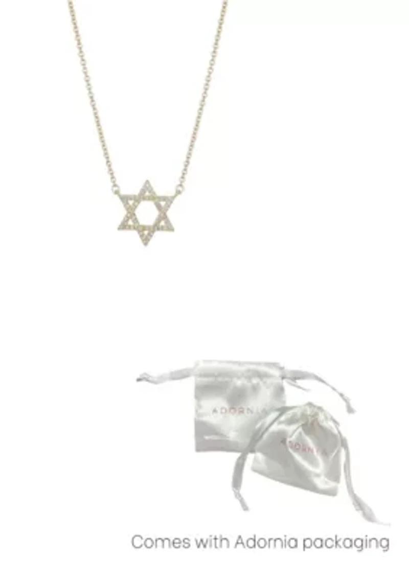 14k Gold Plated CZ Star of David Necklace