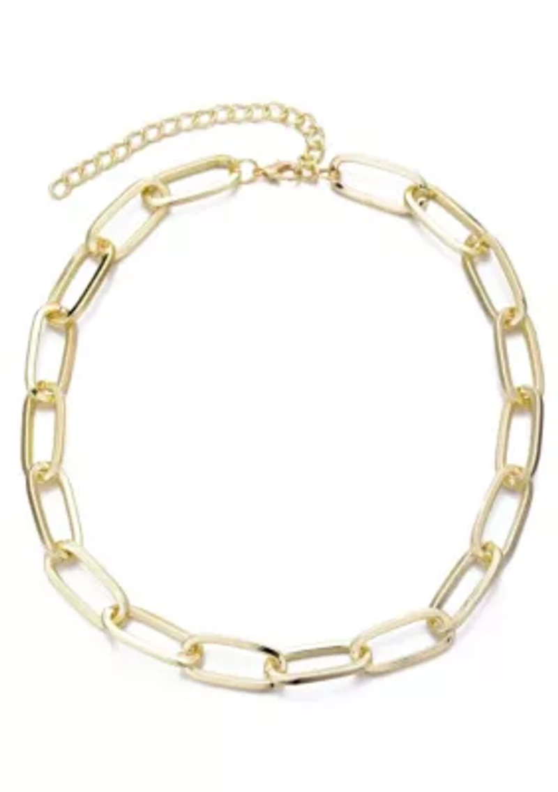 Gold Plated Chunky Paperclip Necklace