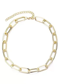Gold Plated Chunky Paperclip Necklace