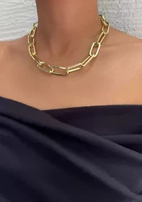 Gold Plated Chunky Paperclip Necklace