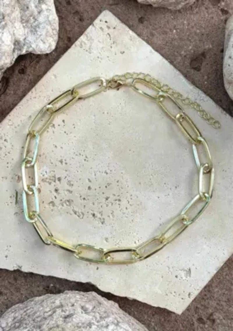 Gold Plated Chunky Paperclip Necklace