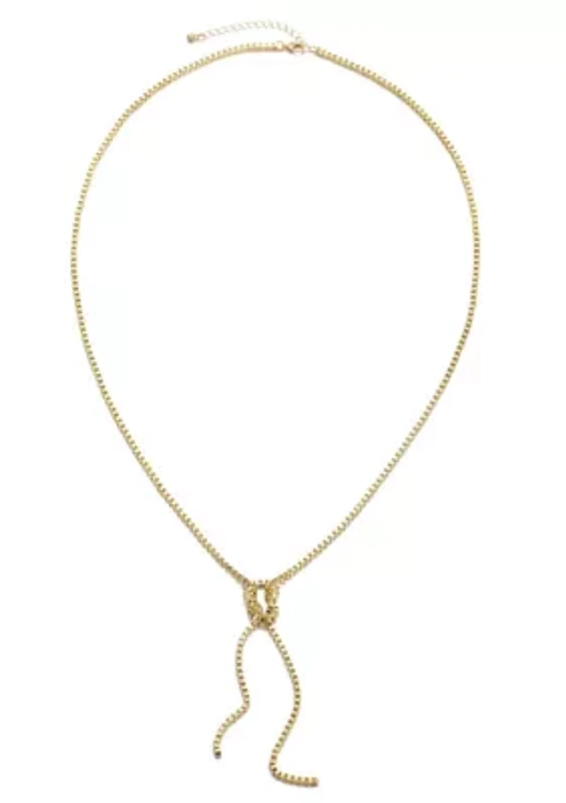 Gold Plated 30" Knotted Box Chain Lariat