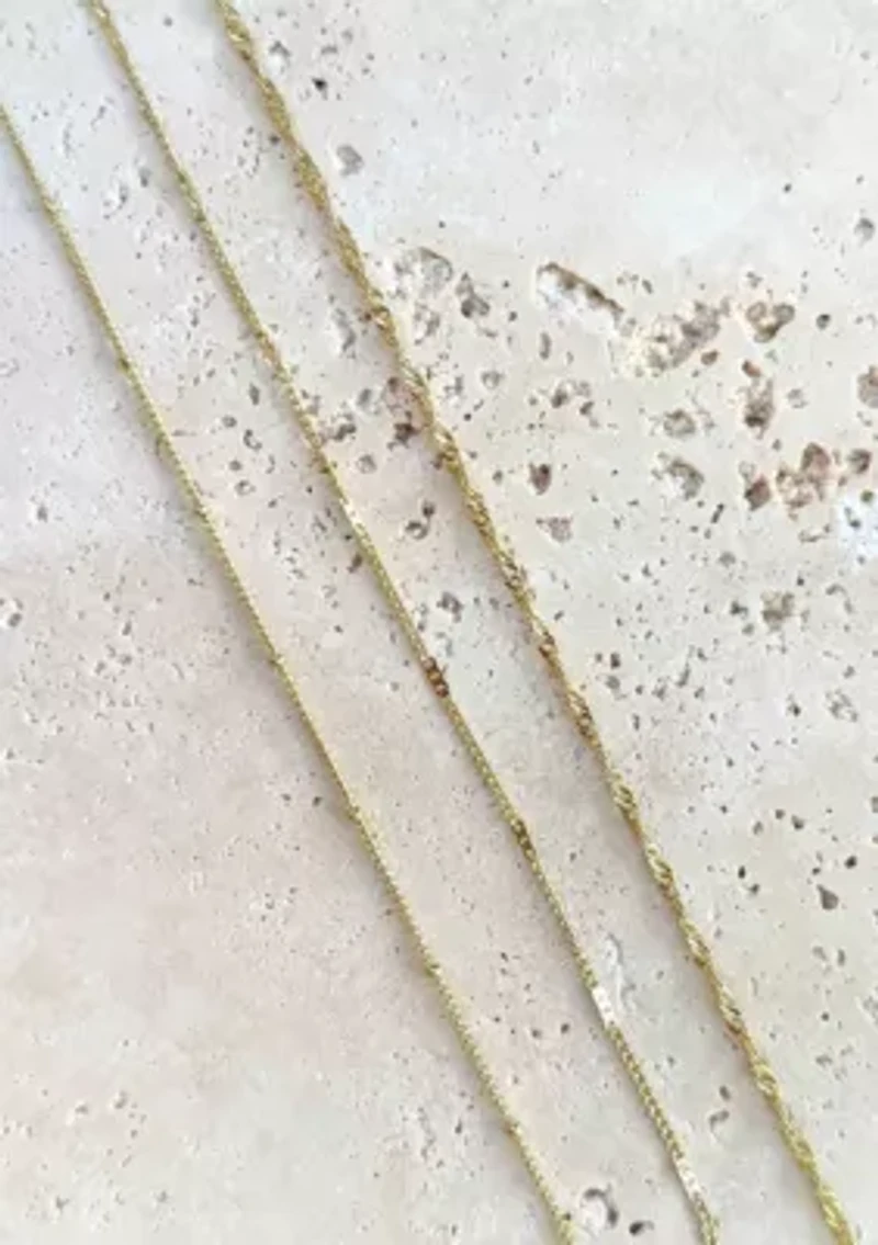 14k Yellow Gold Plated 3-Chain Necklace Set