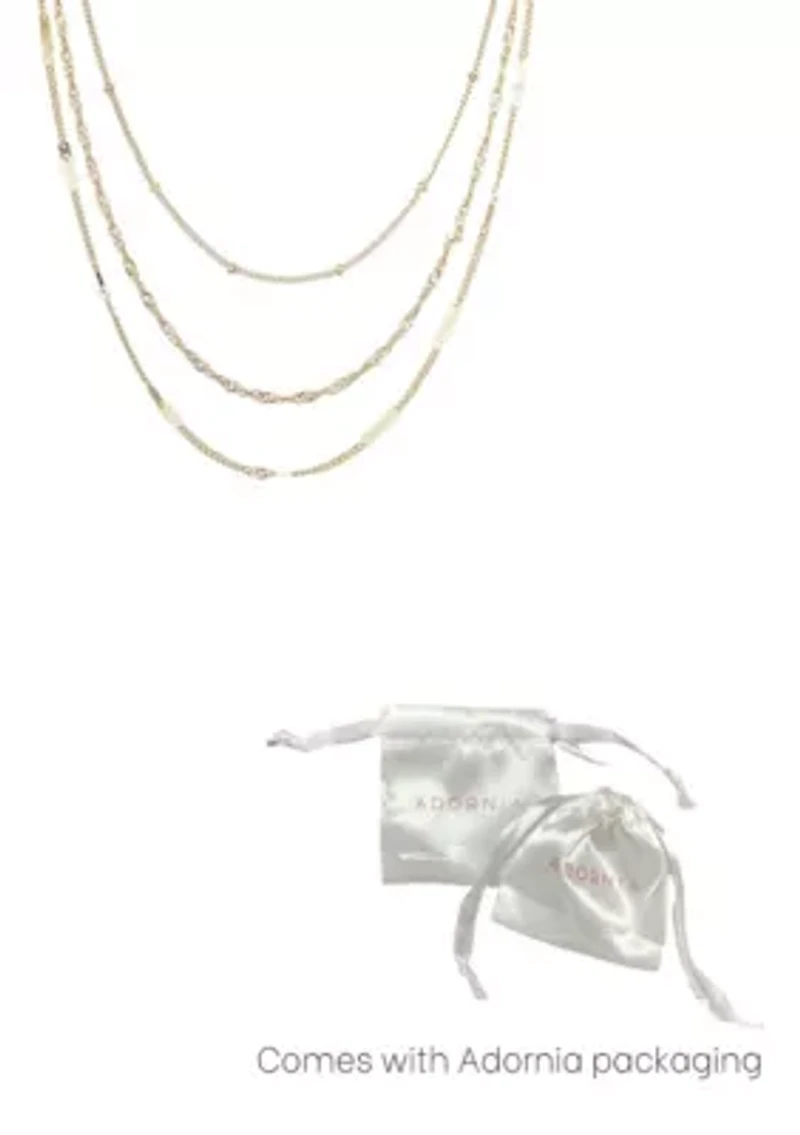 14k Yellow Gold Plated 3-Chain Necklace Set