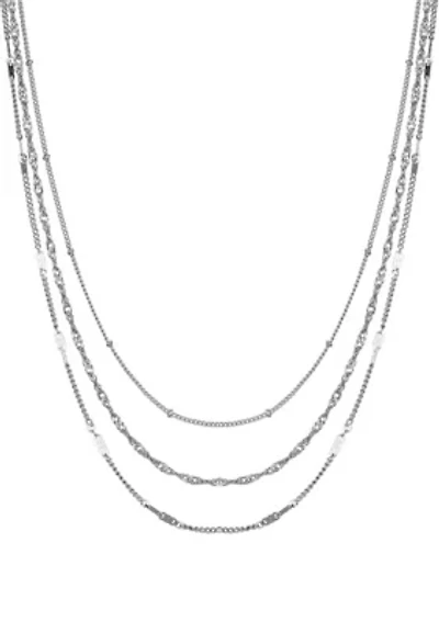 Silver Plated 3-Chain Necklace Set