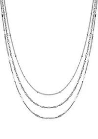 Silver Plated 3-Chain Necklace Set