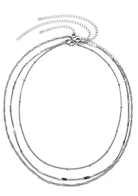 Silver Plated 3-Chain Necklace Set