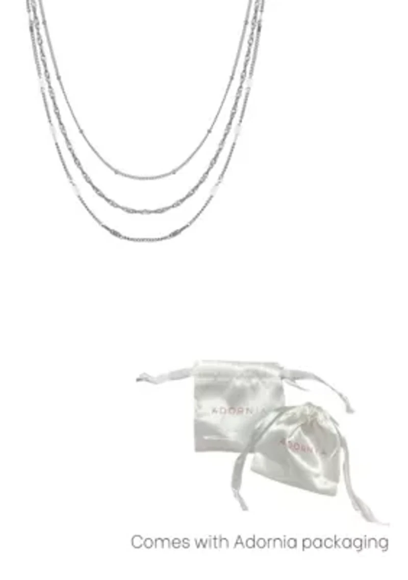 Silver Plated 3-Chain Necklace Set