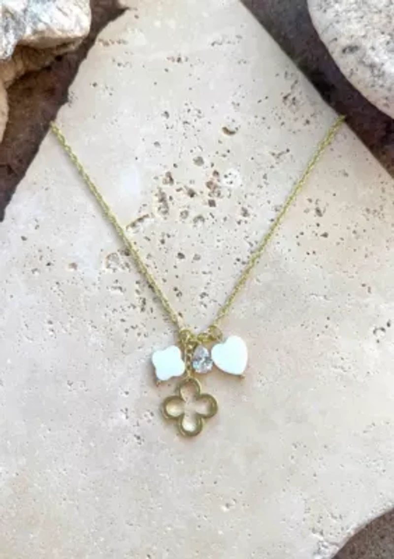 14k Gold Plated Clover Charm Necklace
