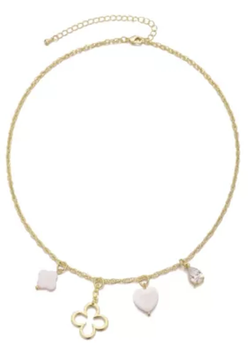 14k Gold Plated Clover Charm Necklace