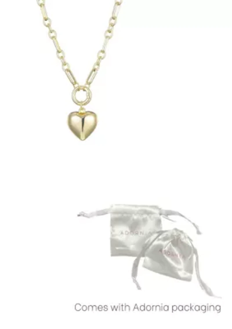 Gold Plated Puffy Heart Link Necklace