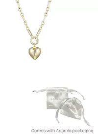 Gold Plated Puffy Heart Link Necklace