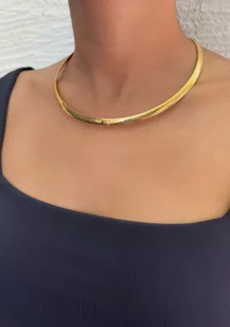 Tarnish Resistant 18k Gold Plated Omega Layering Chain Necklace